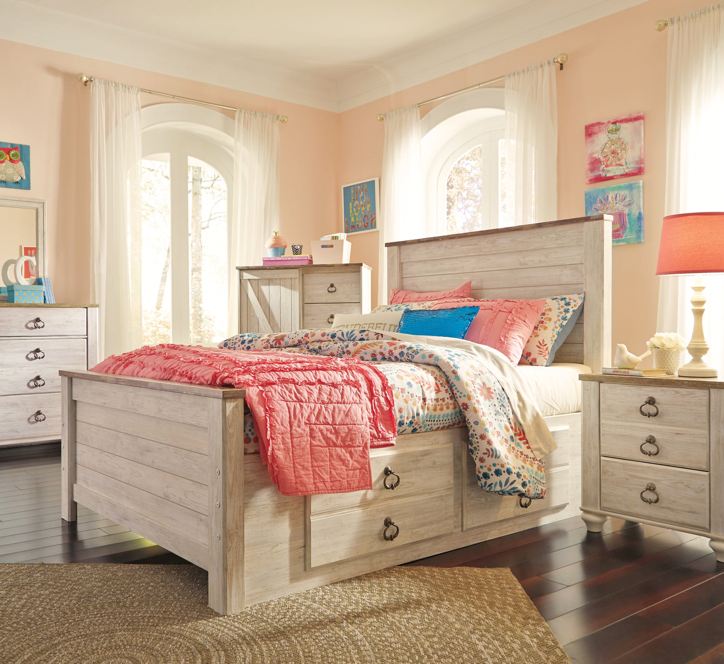 Willowton Panel Bed With 2 Storage Drawers