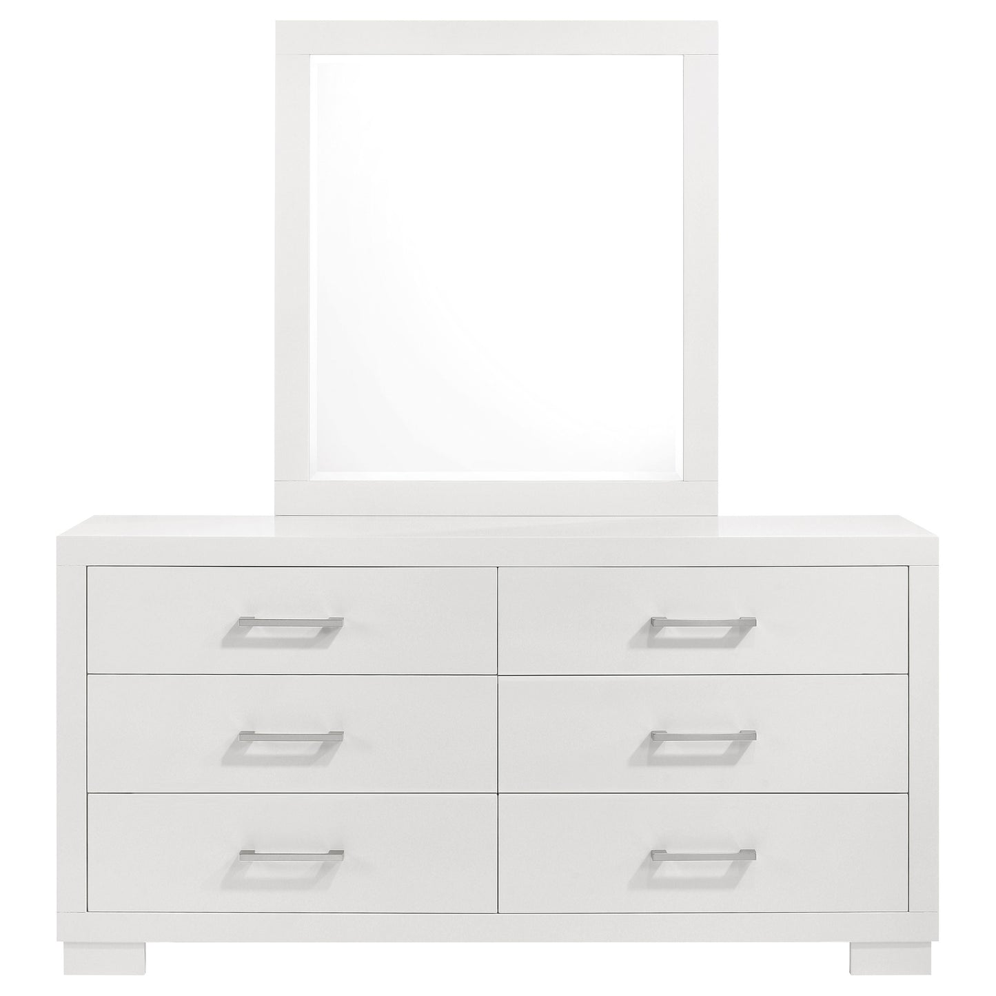 Jessica 6-drawer Dresser with Mirror Snow White