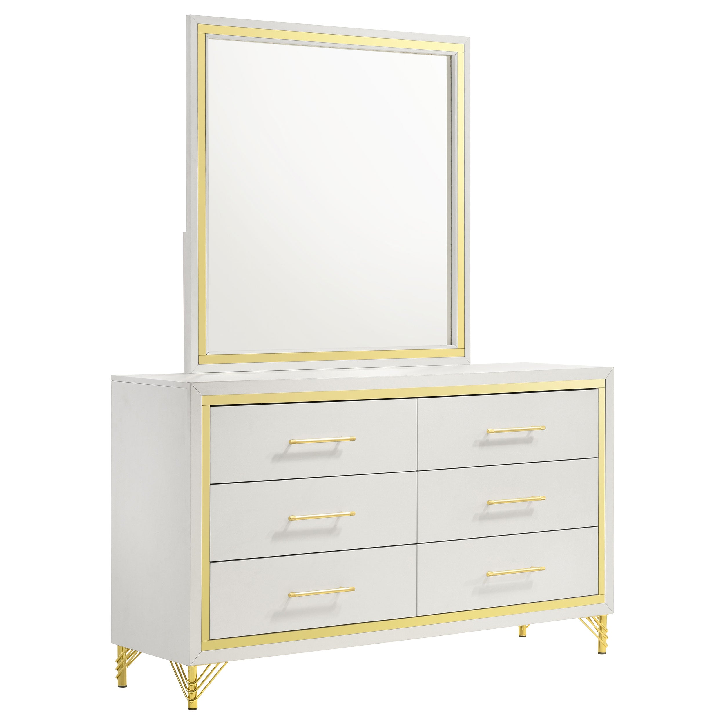 Lucia 6-drawer Dresser with Mirror White – Value Home Furniture