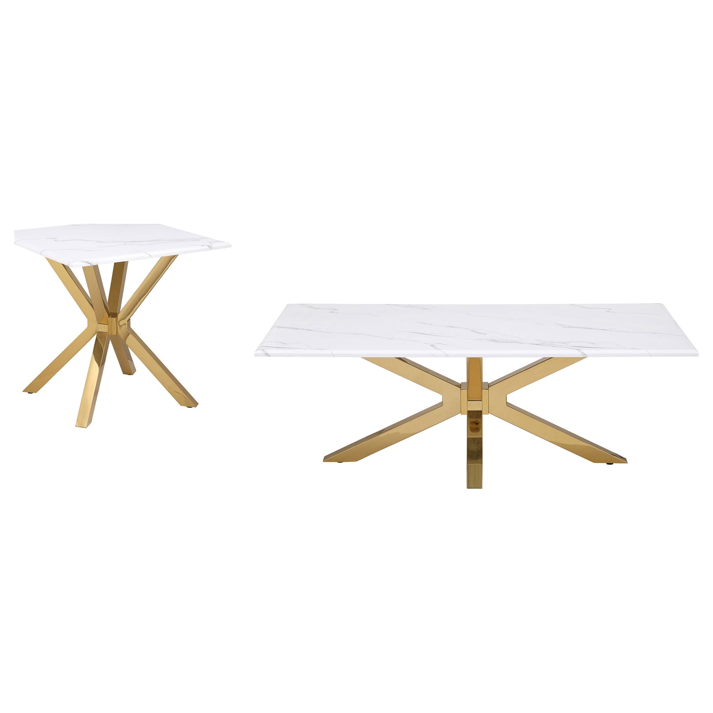 Visalia 2-piece Faux Marble Coffee and End Table Set White