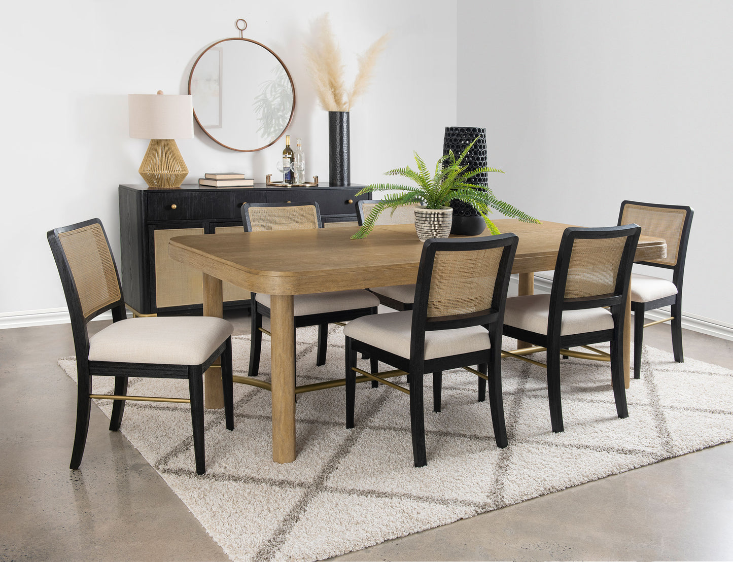 Arini 7-piece Extension Leaf Dining Table Set Black