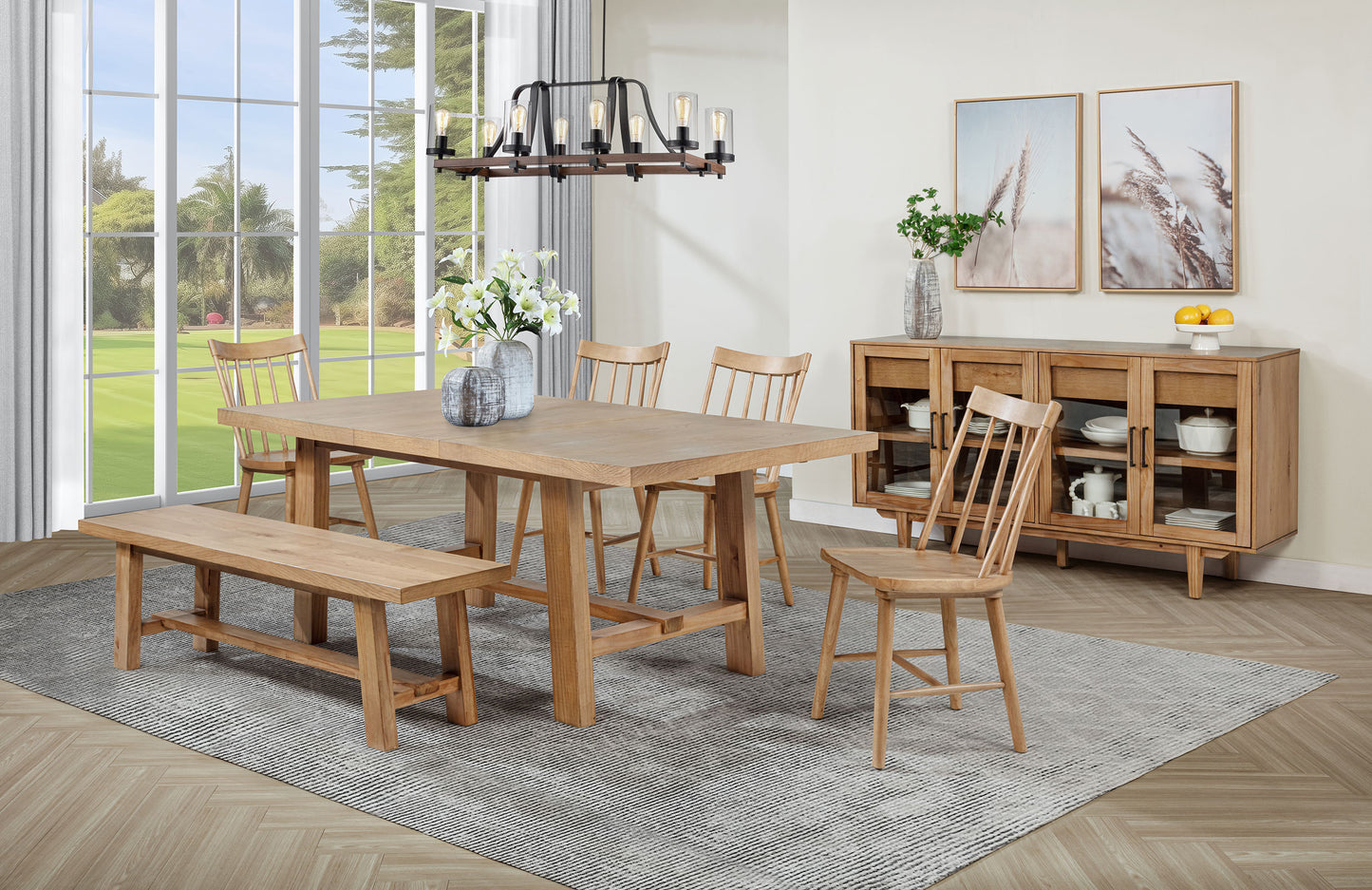 Middleton 76-inch Extension Leaf Dining Table Natural Brown