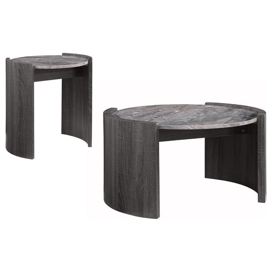 Gladstone 2-piece Coffee and End Table Set Distressed Grey