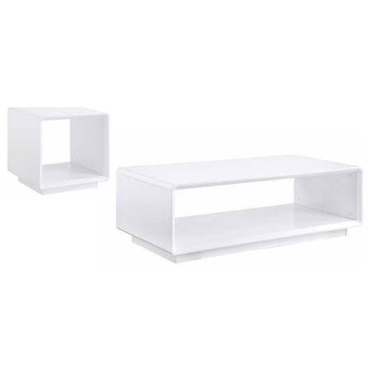 Paseo 2-piece Coffee and End Table Set White High Gloss