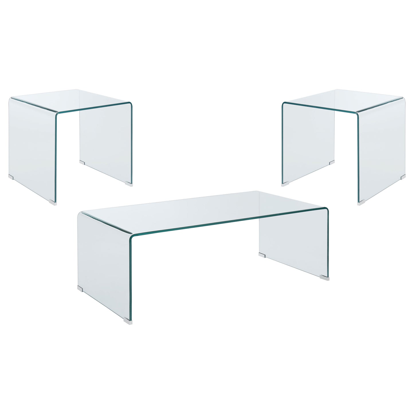 Ripley 3-piece Bent Glass Coffee and End Table Set Clear