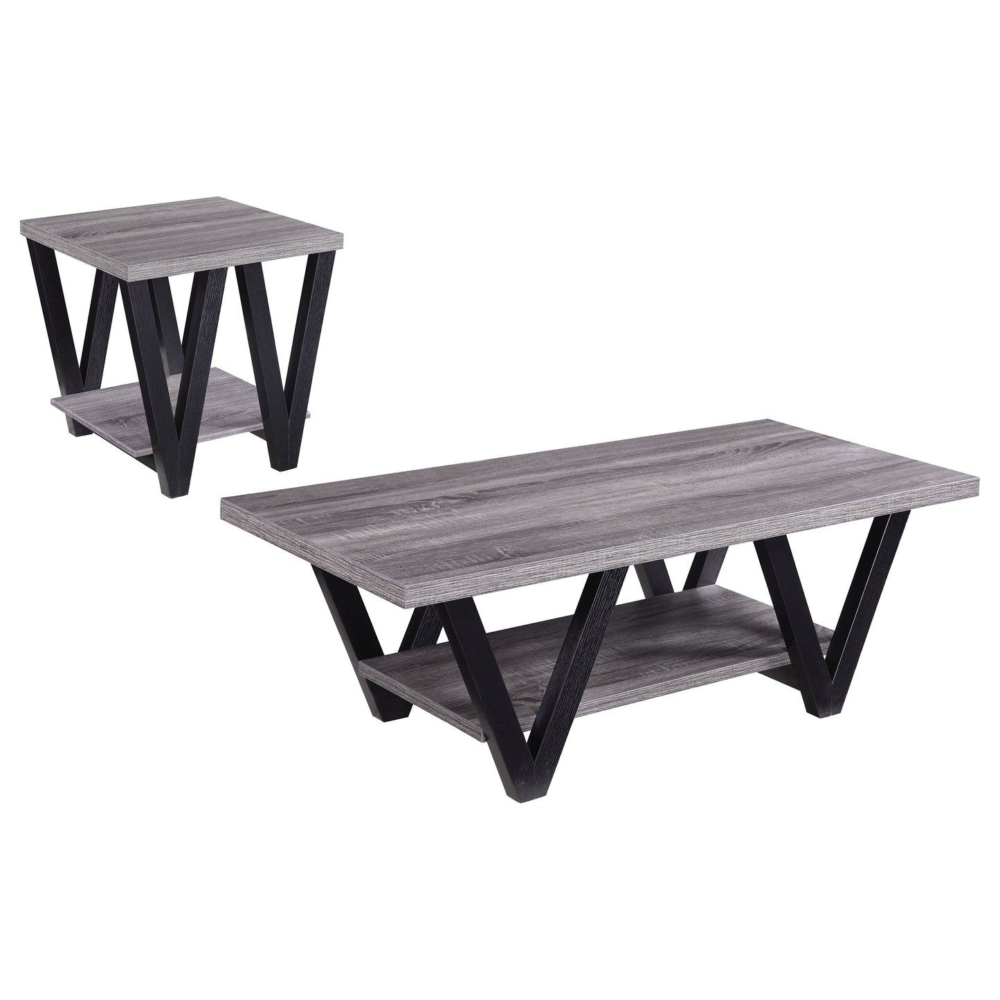 Stevens 2-piece Rectangular Coffee and End Table Set Grey