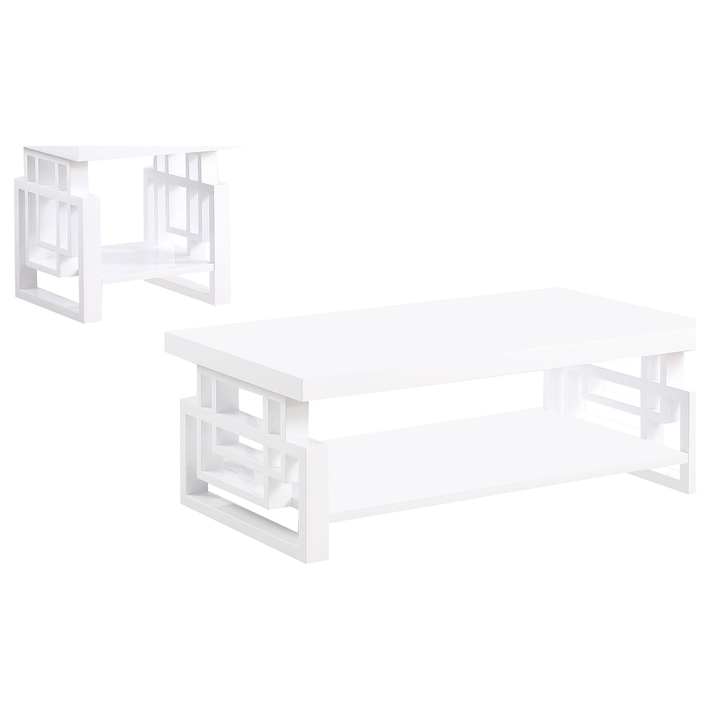 Schmitt 2-piece Coffee and End Table Set White High Gloss