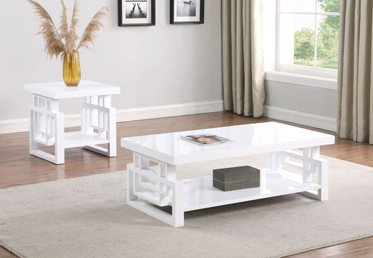 Schmitt 2-piece Coffee and End Table Set White High Gloss