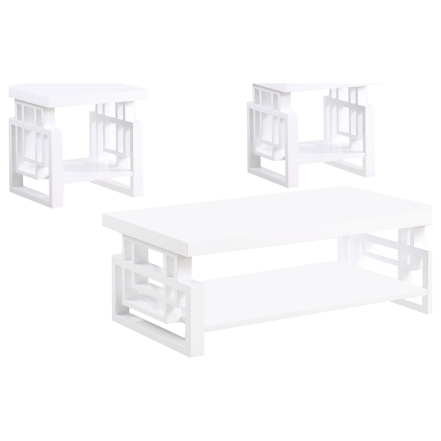 Schmitt 3-piece Coffee and End Table Set White High Gloss