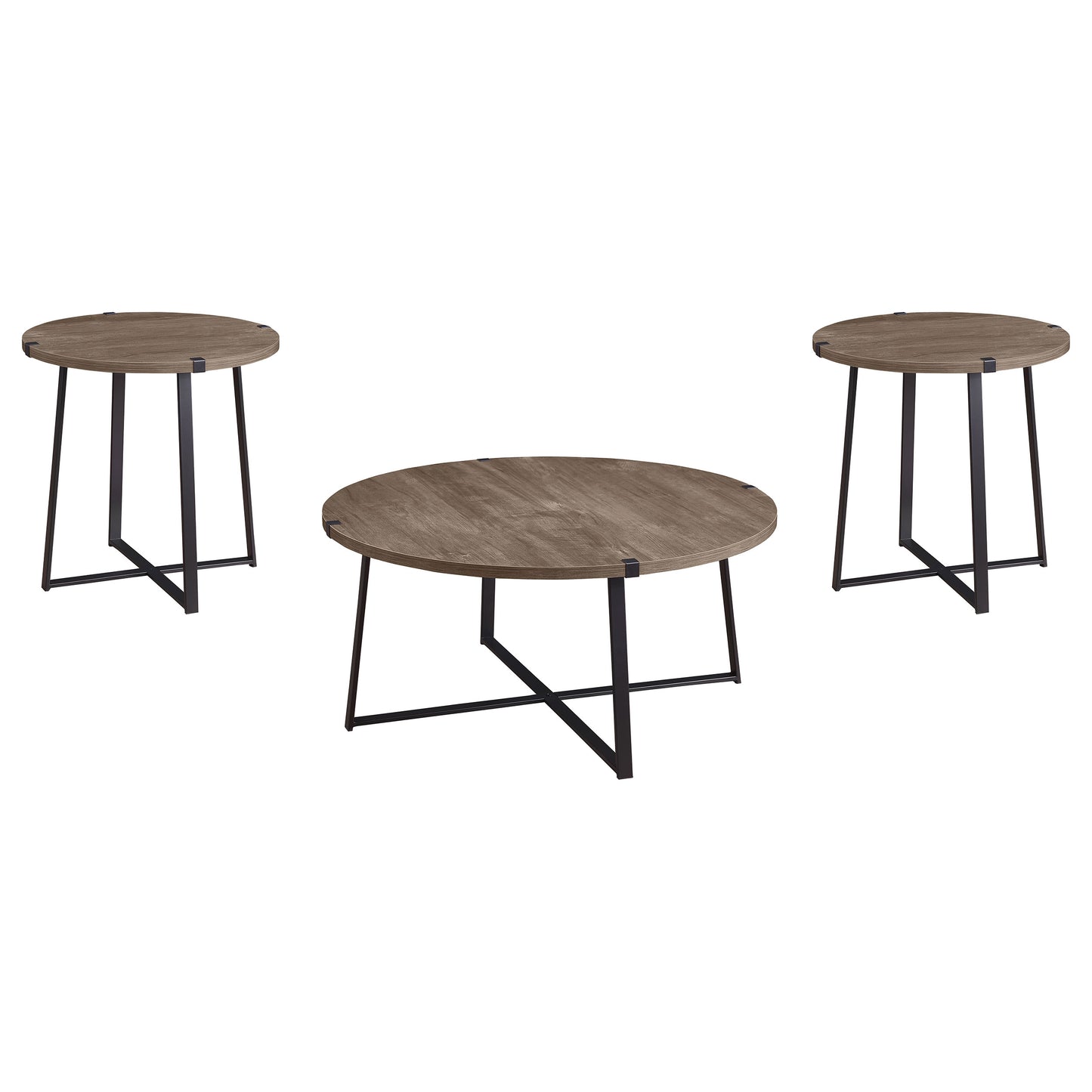 Marcus 3-piece Round Coffee and End Table Set Light Brown