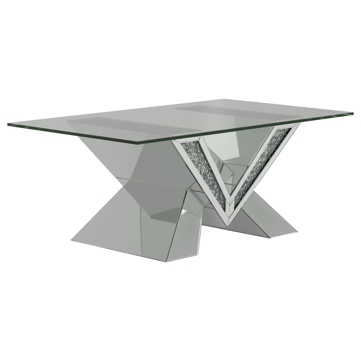 Taffeta 2-piece Mirrored Coffee and End Table Set Silver