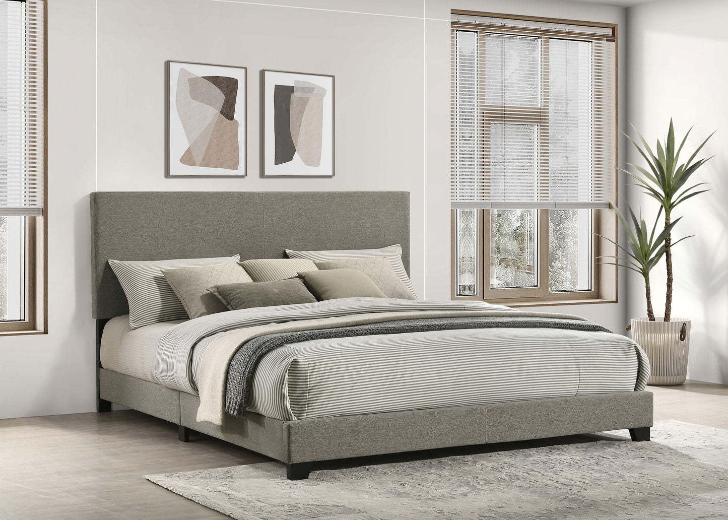 Dorian Fabric Upholstered California King Panel Bed Taupe