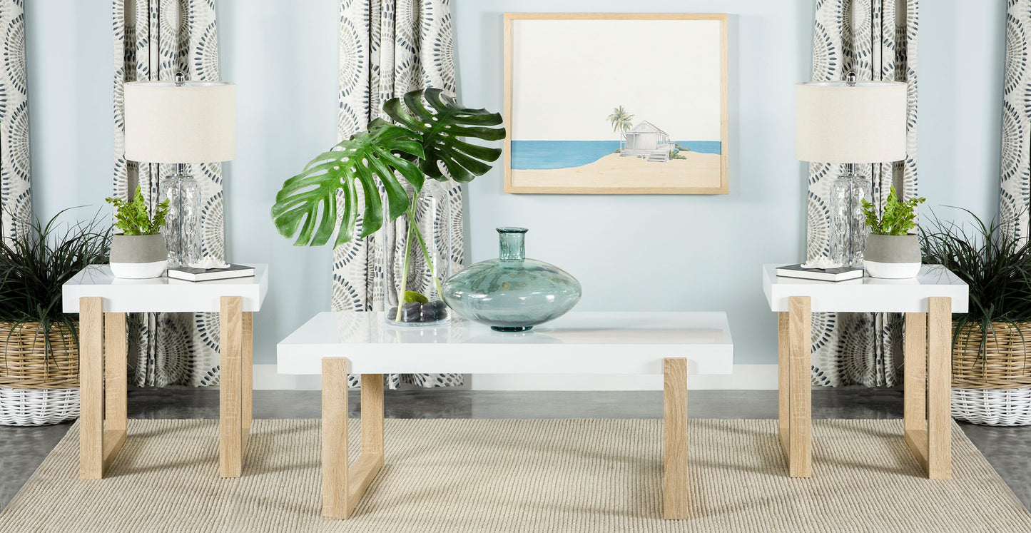 Pala 3-piece Coffee and End Table Set White High Gloss