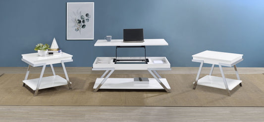 Marcia 3-piece Coffee and End Table Set White High Gloss