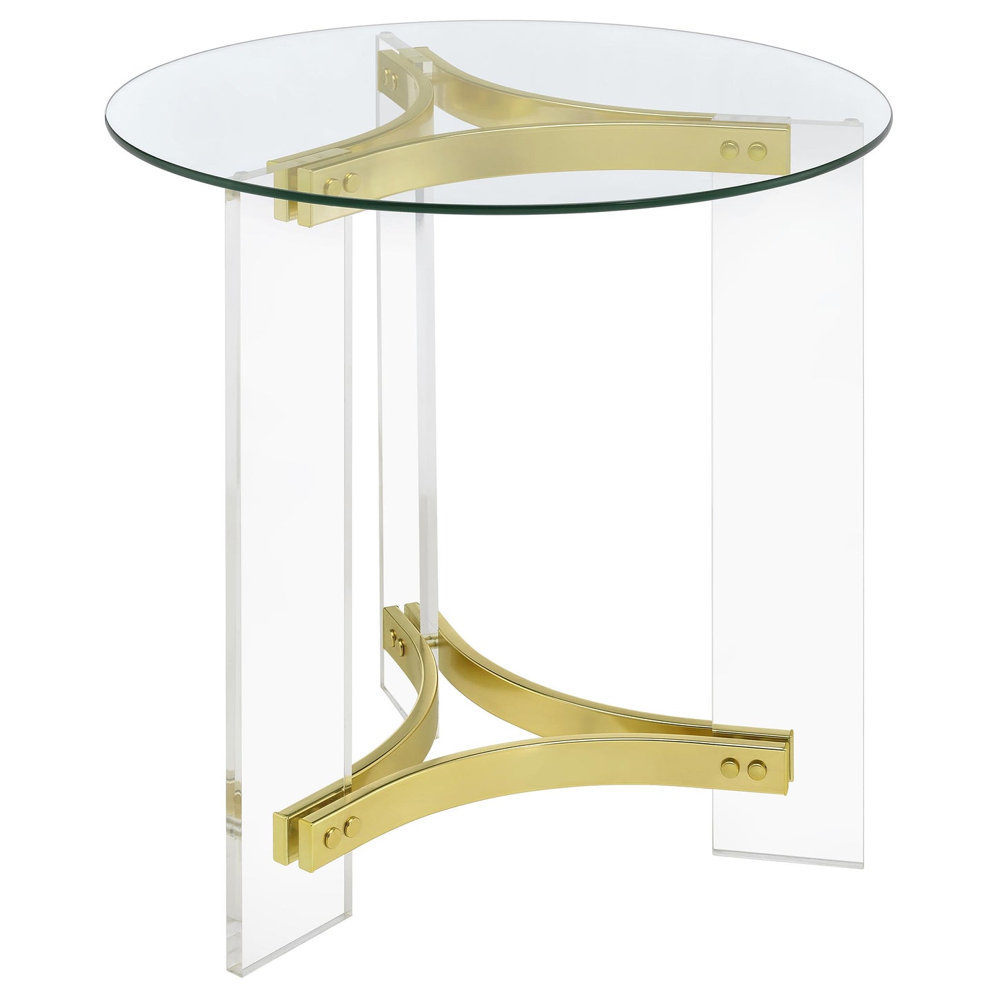 Janessa 2-piece Acrylic Coffee and End Table Set Matte Brass