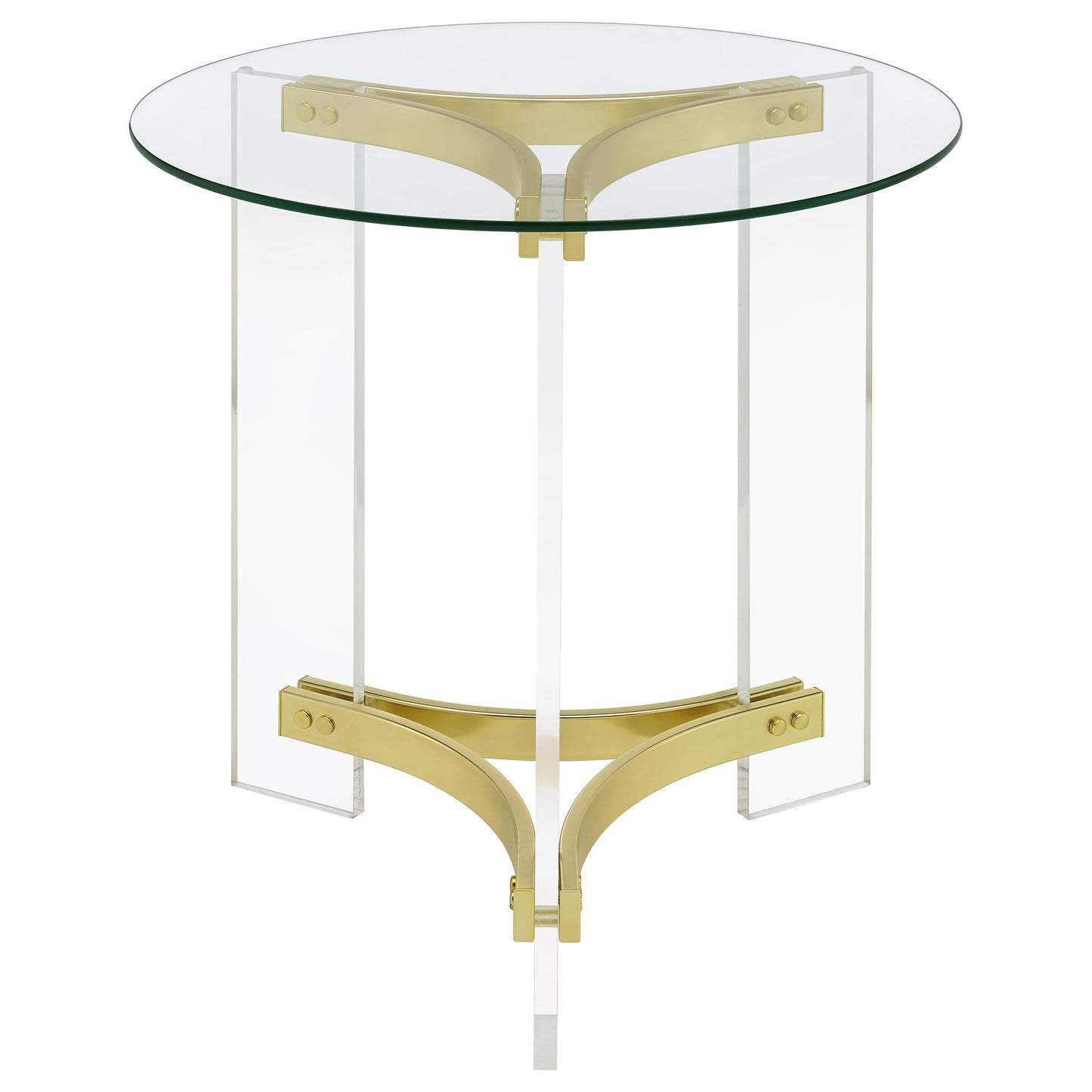 Janessa 2-piece Acrylic Coffee and End Table Set Matte Brass