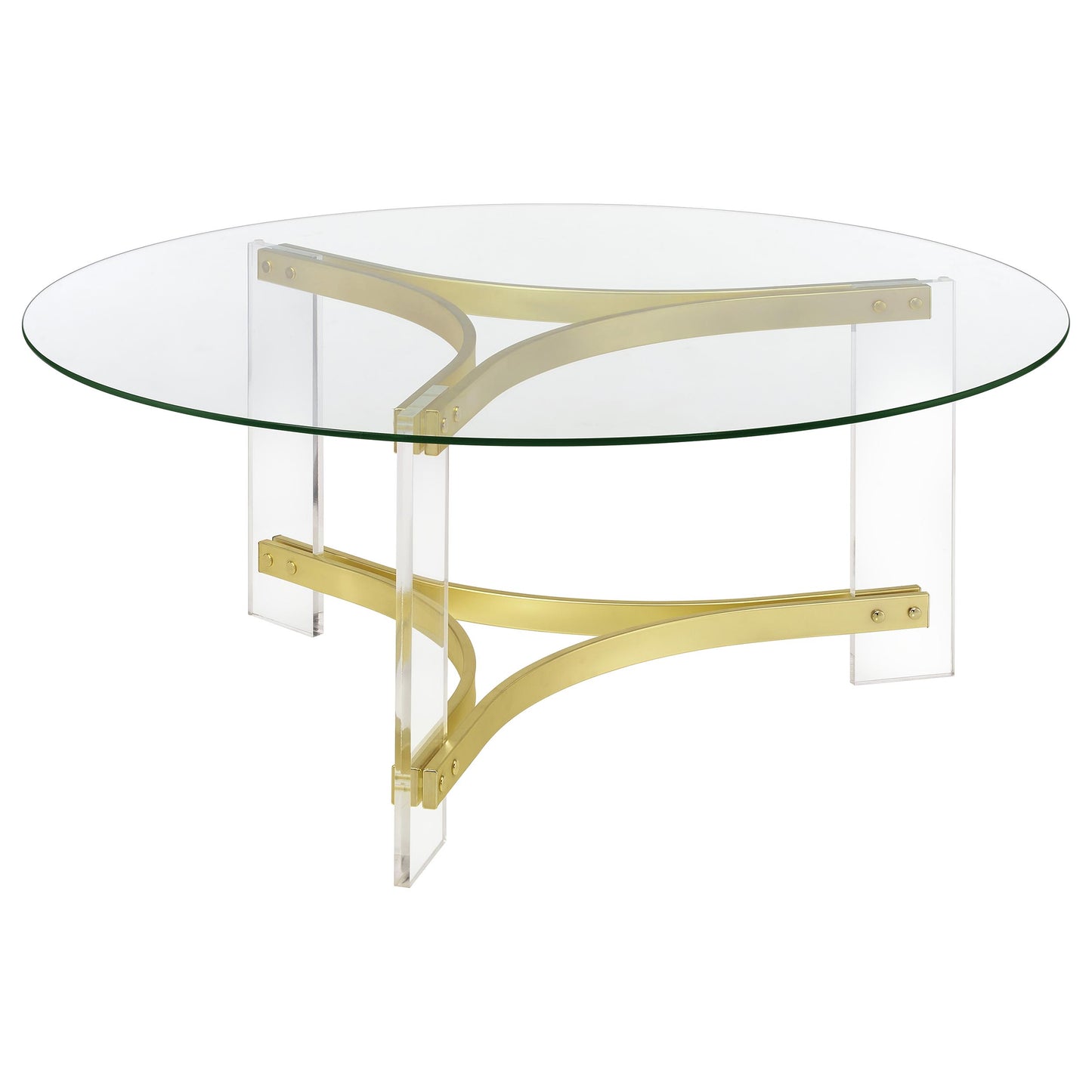 Janessa 2-piece Acrylic Coffee and End Table Set Matte Brass
