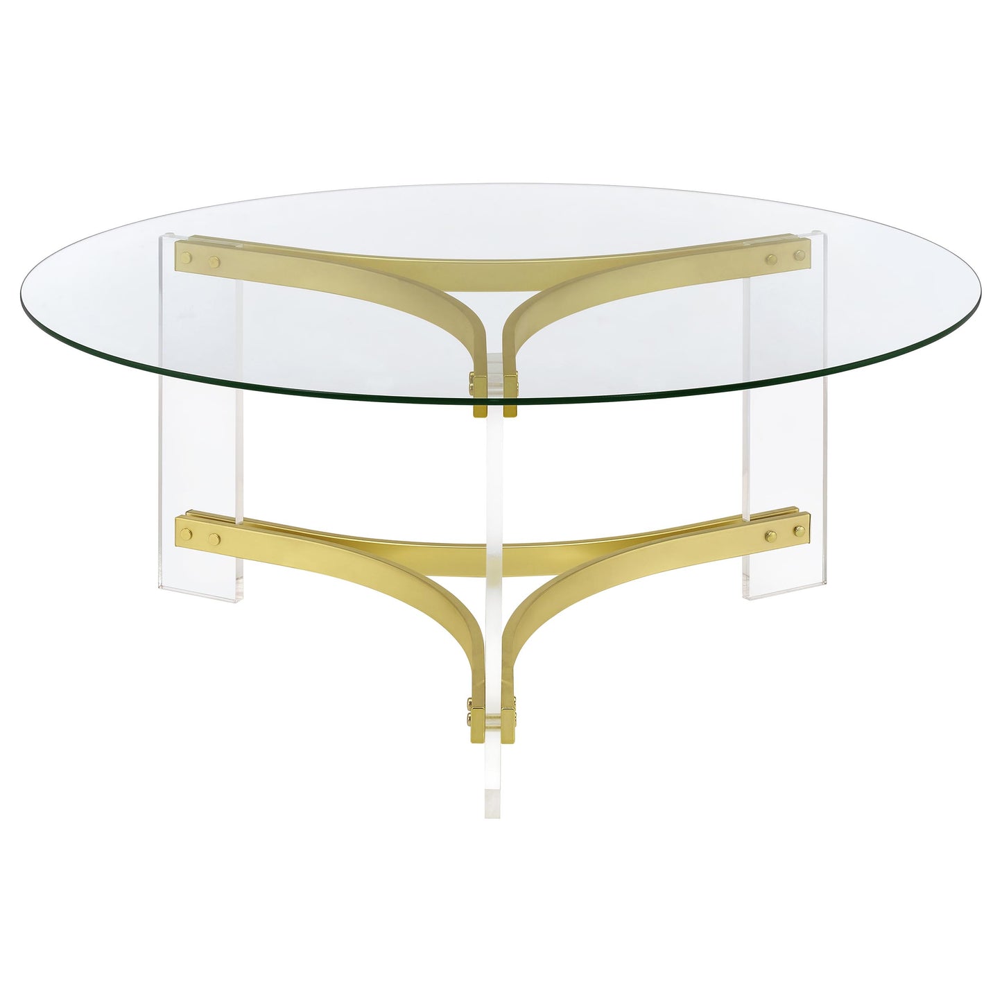 Janessa 2-piece Acrylic Coffee and End Table Set Matte Brass