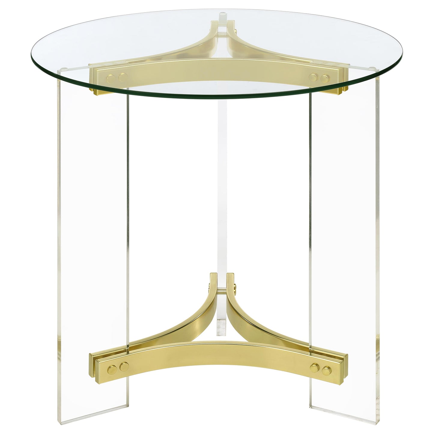 Janessa 3-piece Acrylic Coffee and End Table Set Matte Brass