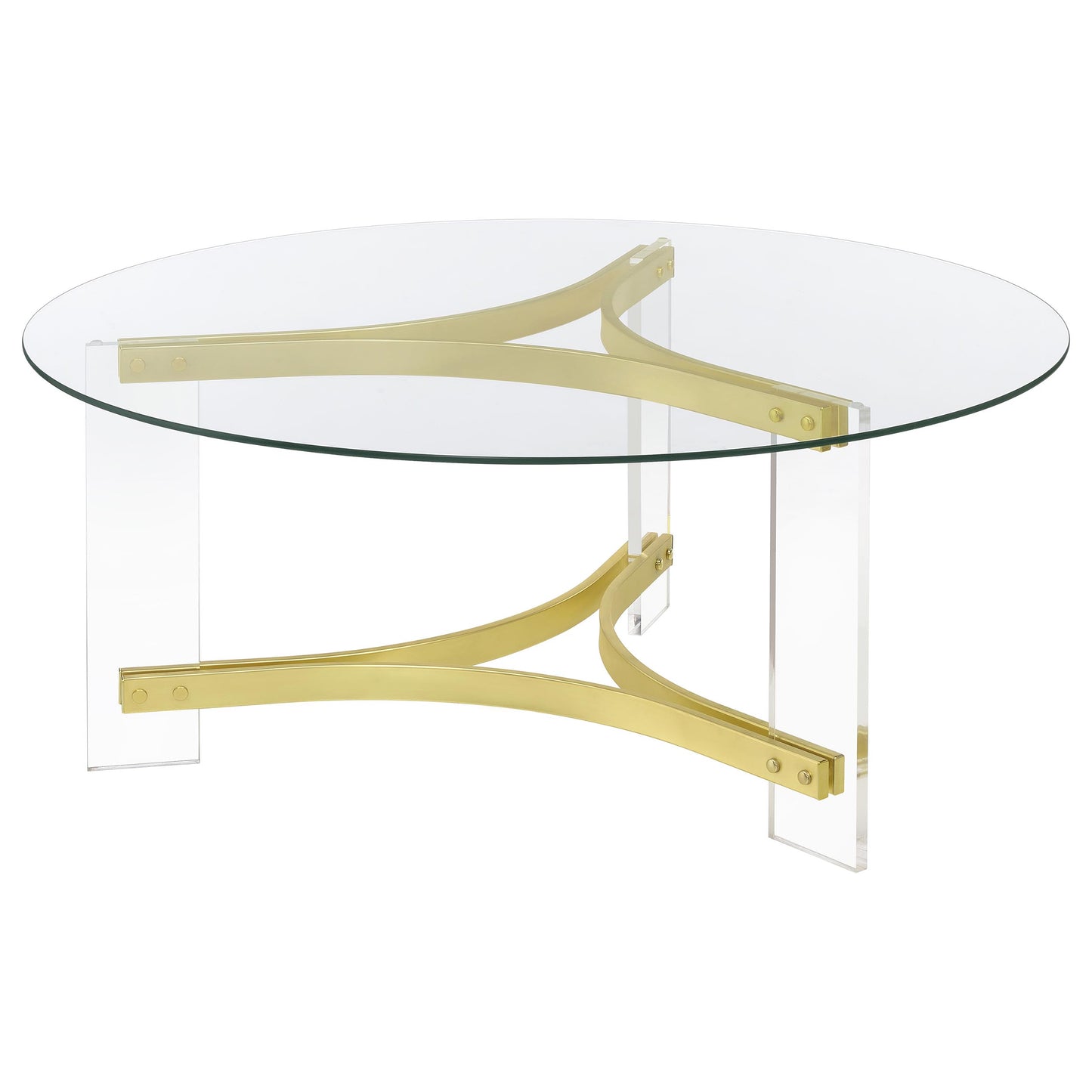 Janessa 3-piece Acrylic Coffee and End Table Set Matte Brass