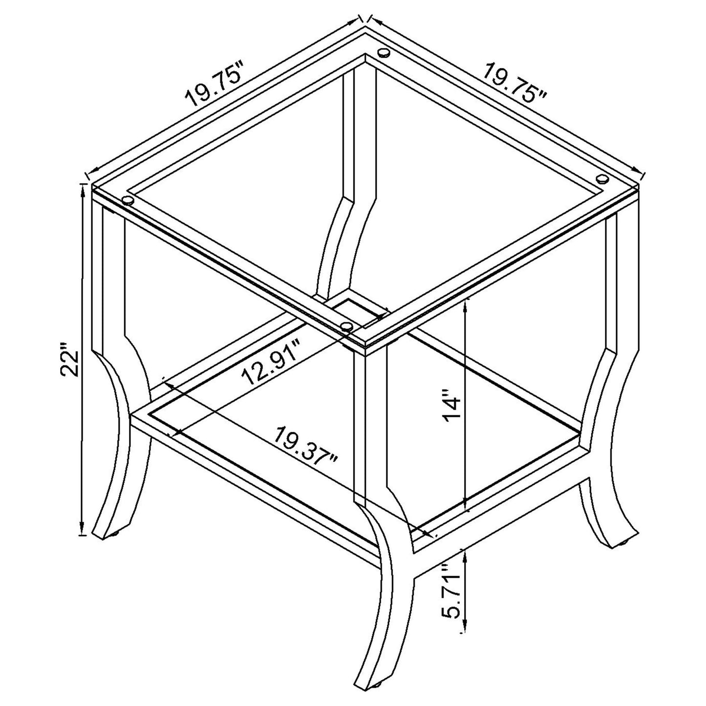 Saide 2-piece Glass Top Coffee and End Table Set Chrome