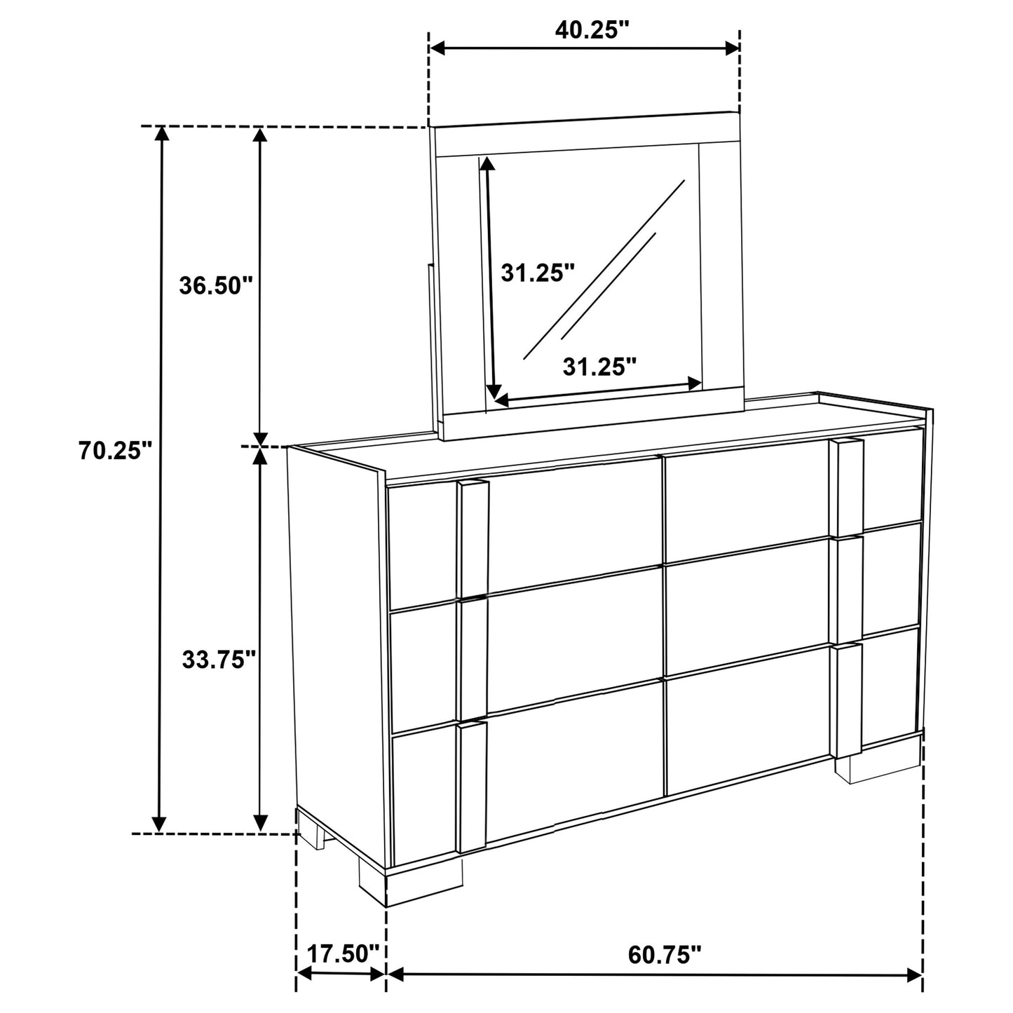 Hyland 6-drawer Dresser with Mirror Natural