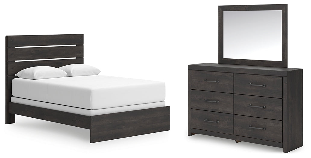 Hollivern Queen Panel Bed with Mirrored Dresser