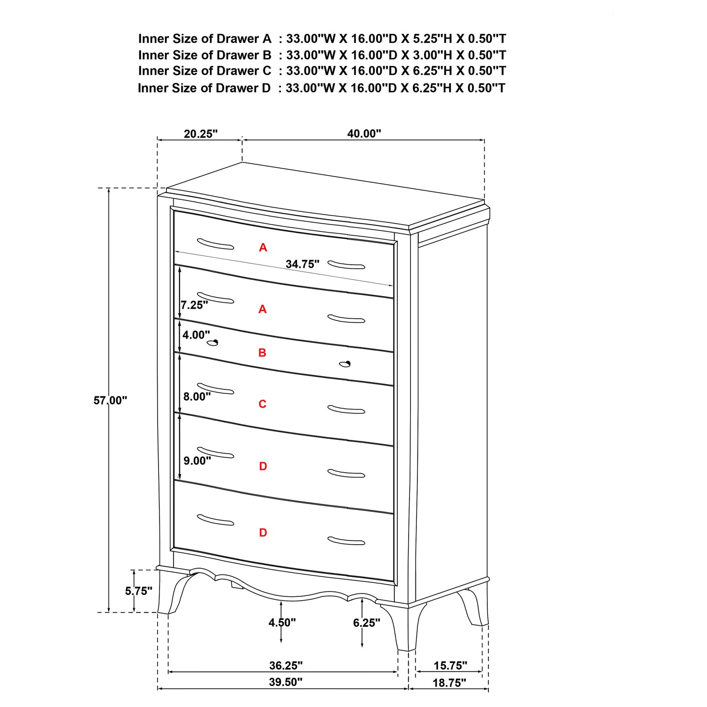 Revello 6-drawer Bedroom Chest of Drawers Washed Mango
