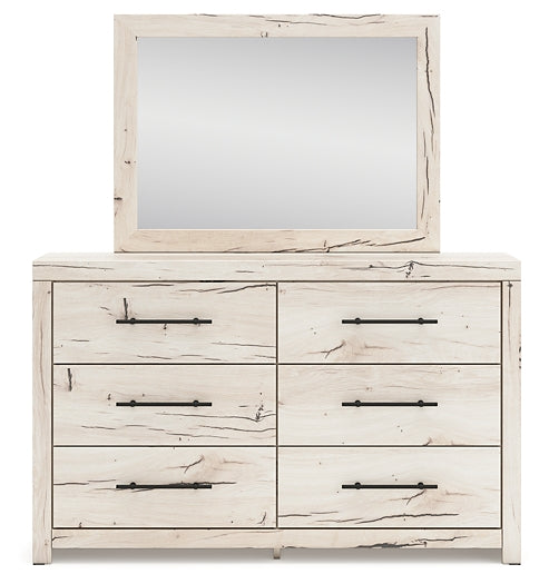 Queen Panel Bed with Mirrored Dresser and Chest