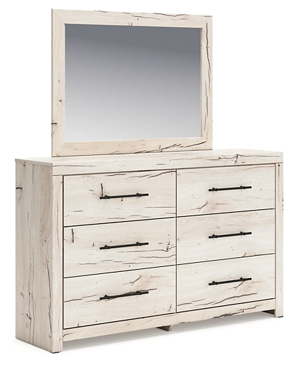 Queen Panel Bed with Mirrored Dresser and Chest