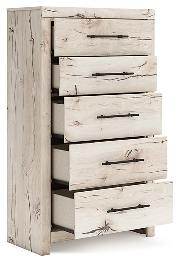 Queen Panel Bed with Mirrored Dresser and Chest