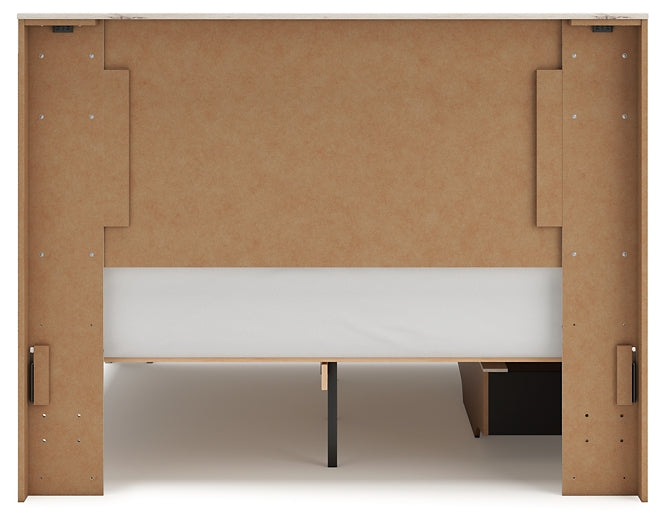 Queen Panel Bed with Mirrored Dresser and Chest