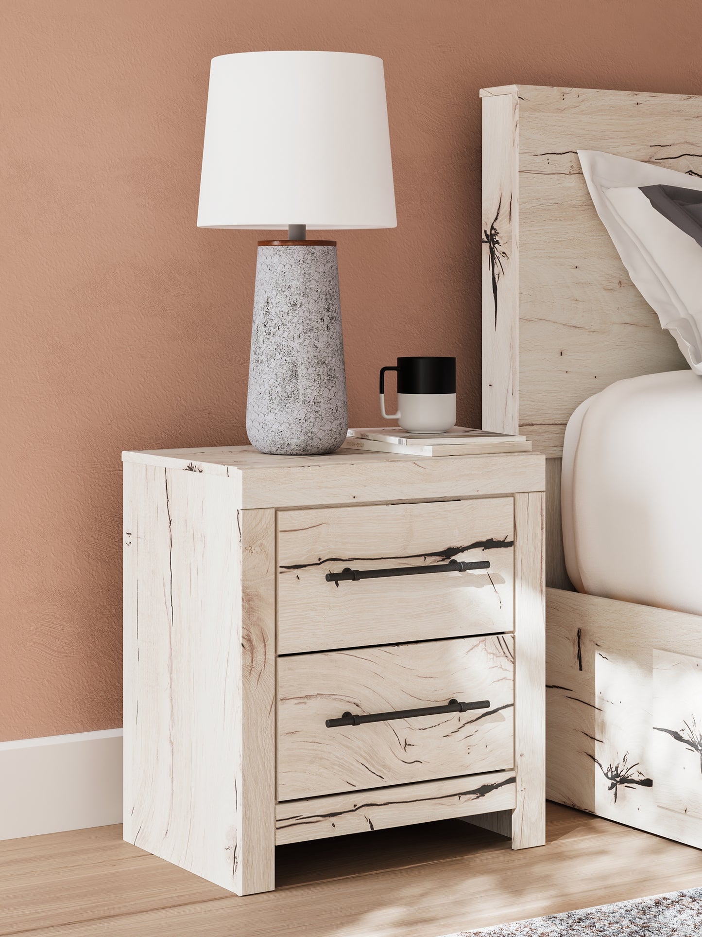 Twin Panel Bed with Mirrored Dresser, Chest and Nightstand