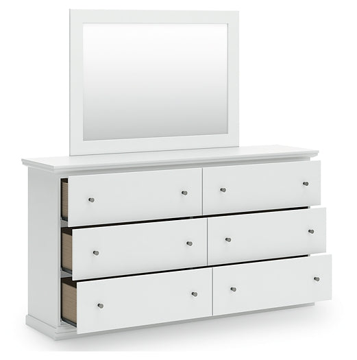 Bostwick Shoals Twin Panel Bed with Mirrored Dresser