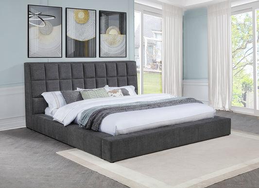 Dreux Upholstered Queen Panel Platform Bed Grey