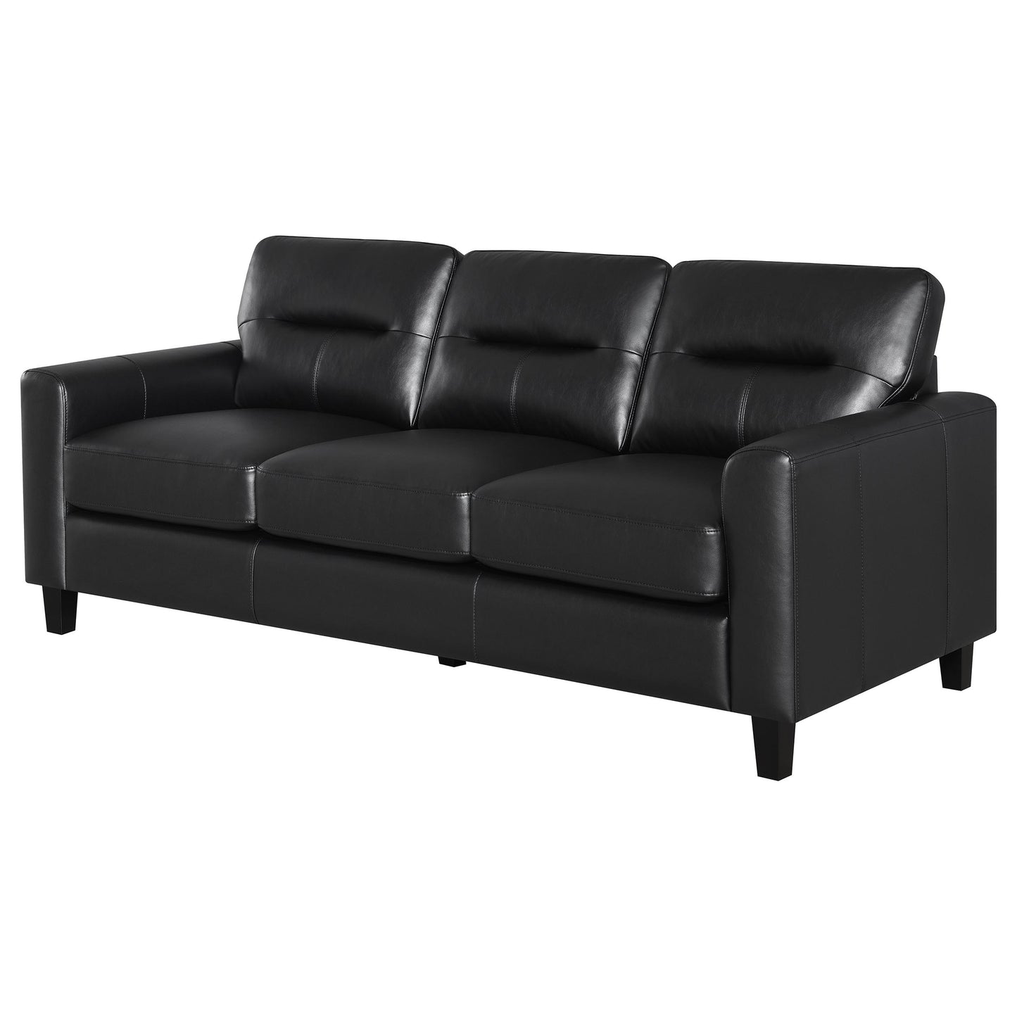 Scotland Faux Leather Upholstered Track Arm Sofa Black