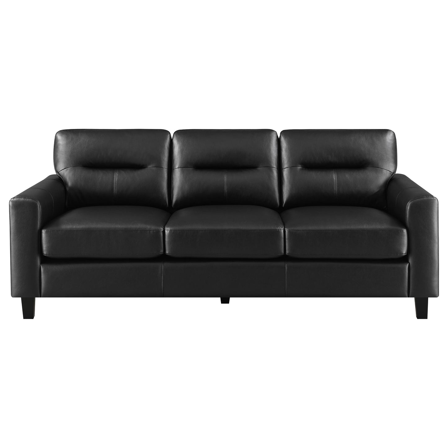 Scotland 2-piece Faux Leather Upholstered Sofa Set Black