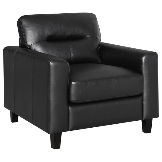 Scotland Faux Leather Upholstered Track Arm Chair Black