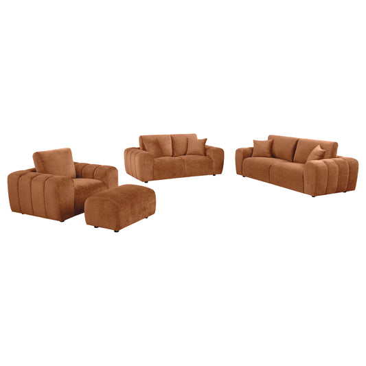 Burnett 4-piece Chenille Upholstered Sofa Set Burnt Orange