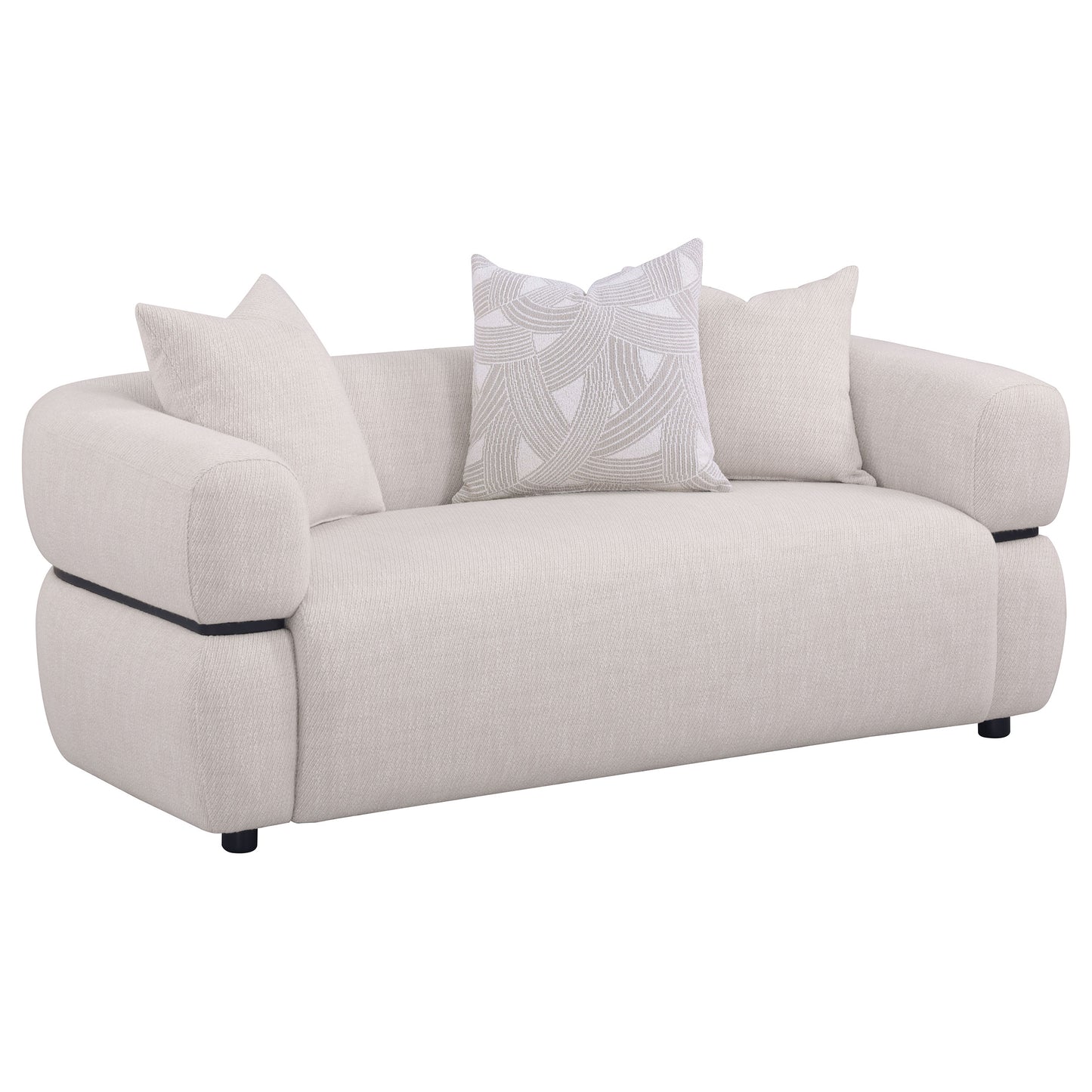 Jeanette 3-piece Fabric Upholstered Round Arm Sofa Set Beige