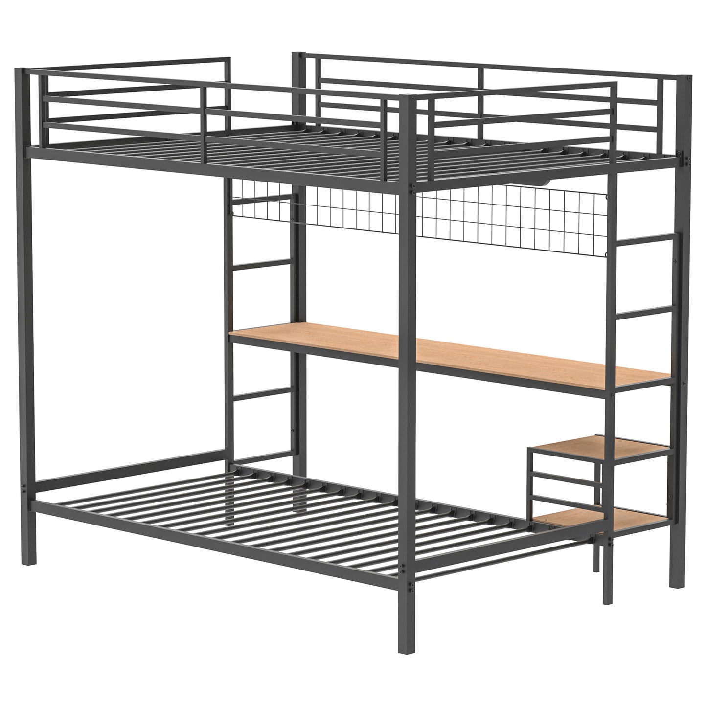 Campus Metal Full Over Twin Workstation Bunk Bed Matte Black
