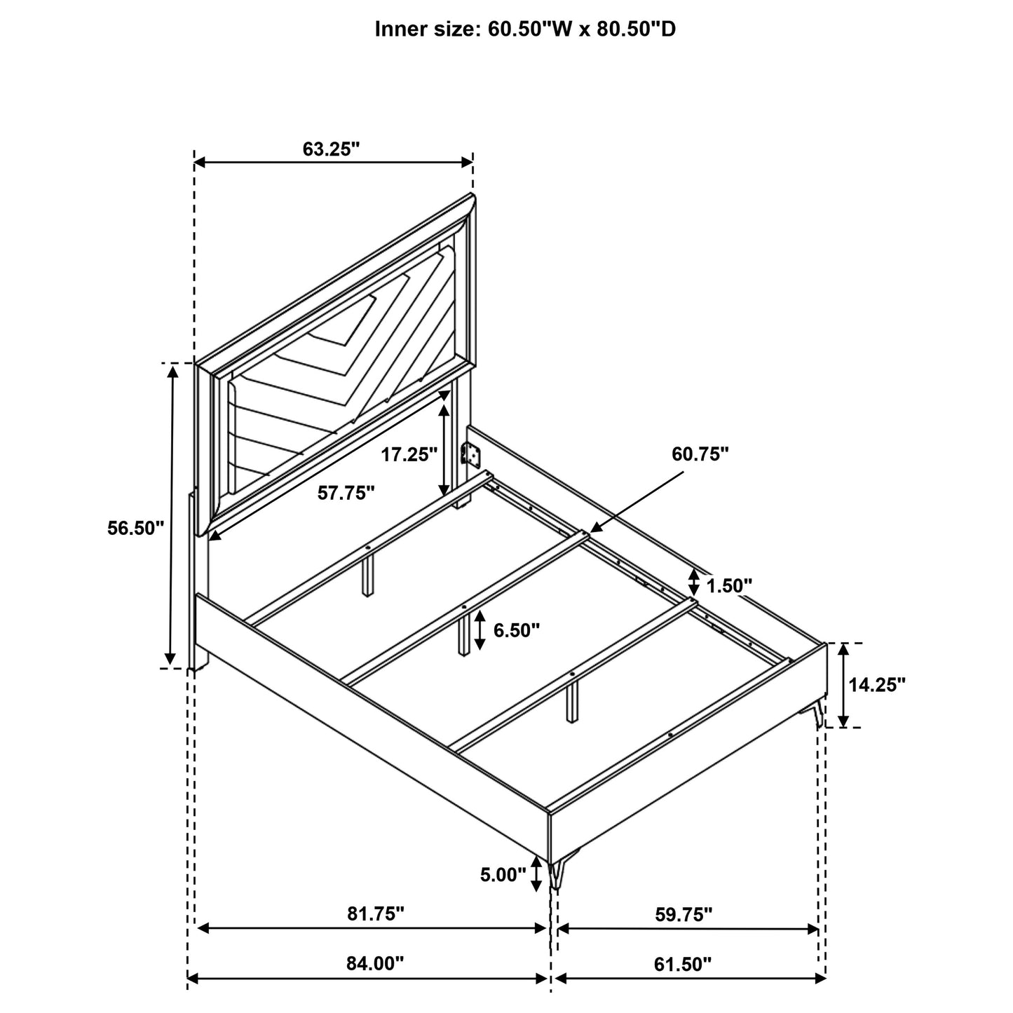 Cassia 5-piece Queen LED Bedroom Set White High Gloss