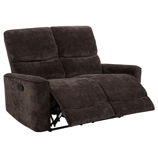 Navarro Chenille Upholstered Reclining Loveseat Dark Brown