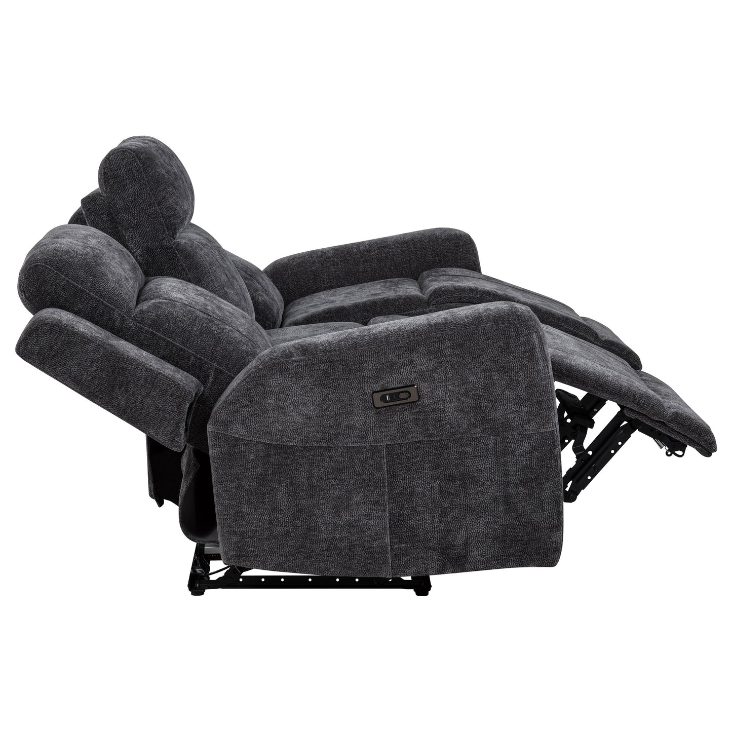 Kennett 3-piece Chenille Power Reclining Sofa Set Dark Grey
