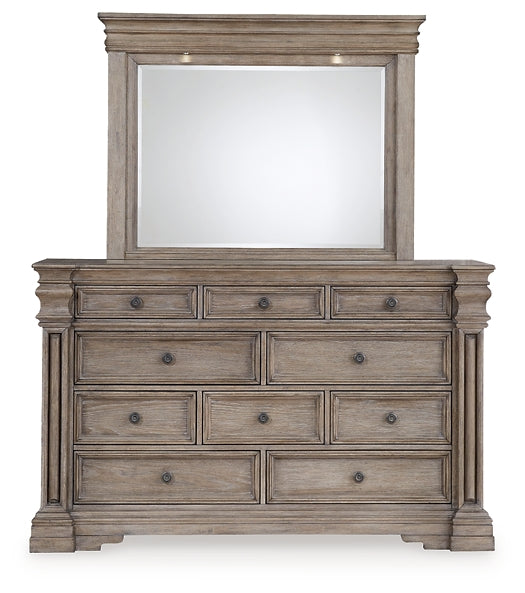 Blairhurst King Panel Bed with Mirrored Dresser, Chest and Nightstand