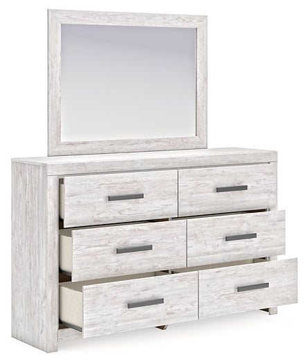 Cayboni Twin Panel Bed with Mirrored Dresser and Chest
