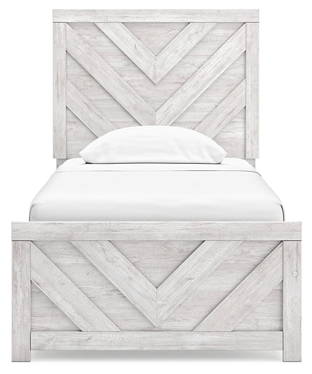 Cayboni Twin Panel Bed with Mirrored Dresser and Chest