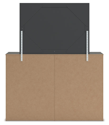 Queen Panel Bed with Mirrored Dresser, Chest and Nightstand