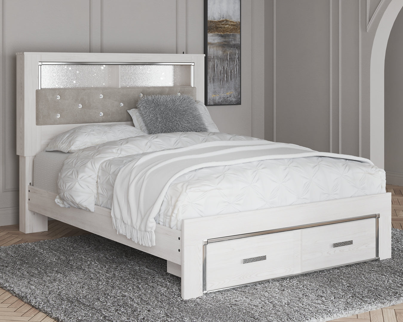 Altyra Upholstered Bookcase Bed With Storage