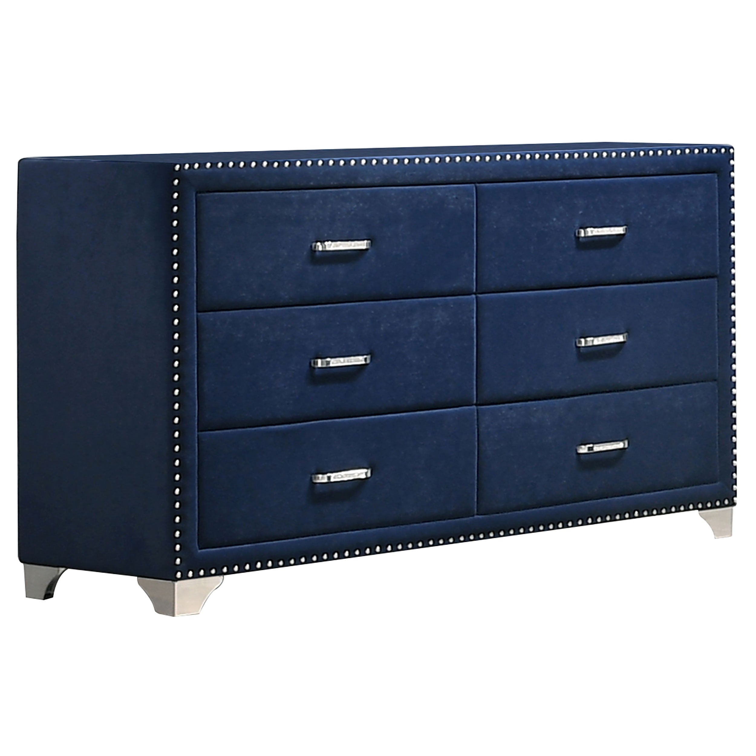 Melody 6-drawer Upholstered Dresser Pacific Blue – Value Home Furniture